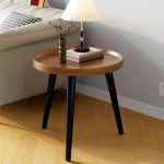NNETM Contemporary Nordic Style Wood Round Coffee Table - Walnut Color - Image 4