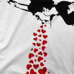 Banksy Lovesick Girl Throwing Up Hearts Artwork T-Shirt - Image 5