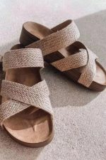 Beige Woven Criss-Cross Slippers - Image 5