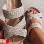 Beige Woven Criss-Cross Slippers