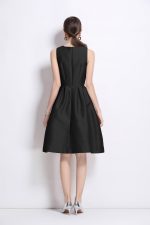 Belted Bowknot Satin Fitted Midi Dress - Image 3
