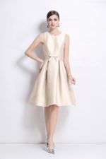 Belted Bowknot Satin Fitted Midi Dress - Image 13