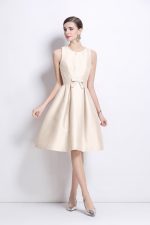 Belted Bowknot Satin Fitted Midi Dress - Image 5