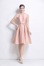 Belted Bowknot Satin Fitted Midi Dress - Image 14