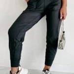 Black Exposed Seam High Waist Joggers