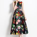 Blooming Garden Sleeveless Pleated A Line Tea Dress