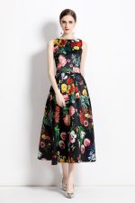 Blooming Garden Sleeveless Pleated A Line Tea Dress - Image 2