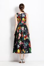 Blooming Garden Sleeveless Pleated A Line Tea Dress - Image 4