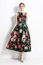 Blooming Garden Sleeveless Pleated A Line Tea Dress - Image 11