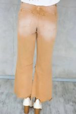 Brown Distressed Hollow-out Cropped Flare Jeans - Image 5