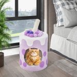 NNECW Bubble Tea Cat Tree Tower Cat Condo Furniture with Scratching Post-Purple