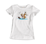 Calvin and Hobbes Dancing with Record Player T-Shirt - Image 37