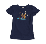 Calvin and Hobbes Dancing with Record Player T-Shirt - Image 45