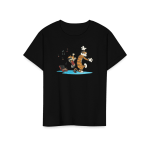 Calvin and Hobbes Dancing with Record Player T-Shirt - Image 74