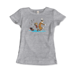 Calvin and Hobbes Dancing with Record Player T-Shirt - Image 64