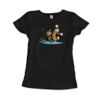 Calvin and Hobbes Dancing with Record Player T-Shirt - Image 57