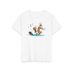 Calvin and Hobbes Dancing with Record Player T-Shirt - Image 68