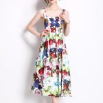 Carnival Thick Strap Flared Midi Dress