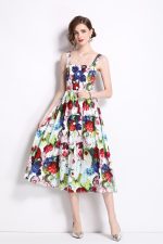 Carnival Thick Strap Flared Midi Dress - Image 2