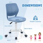 NNECW Adjustable Mid Back Children Study Chair with Adjustable Height for Office-Blue - Image 4