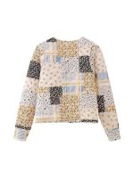 Color Block Print Loose Thin Cotton Jacket - Image 4