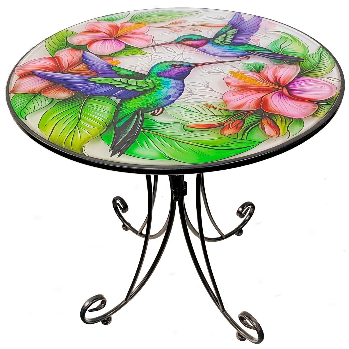 Round Metal Side Table Hummingbird - Image 1