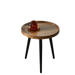 NNETM Contemporary Nordic Style Wood Round Coffee Table - Walnut Color