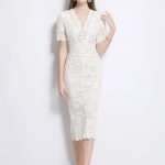 Donna Slim Fit White Lace Cut Out Dress with Inner Slip