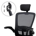 Ergonomiczny fotel biurowy z podparciem lędźwiowym i zagłówkiem, czarny - Image 3