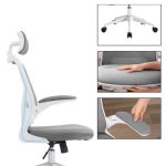 Ergonomická kancelářská židle s bederní opěrkou a opěrkou hlavy, šedá - Image 4