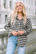 Plaid Button-Up Tunic Shacket with Pockets - Image 9