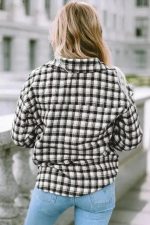 Plaid Button-Up Tunic Shacket with Pockets - Image 3