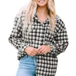 Plaid Button-Up Tunic Shacket with Pockets