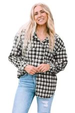 Plaid Button-Up Tunic Shacket with Pockets