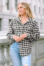 Plaid Button-Up Tunic Shacket with Pockets - Image 5
