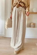Safari Chic: Khaki Stripe Drawstring Trousers - Image 8