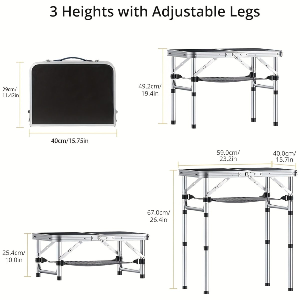 Folding Camping Table Adjustable Height - Image 4