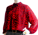 Striking crop blouse in a bold leopard red and black color
