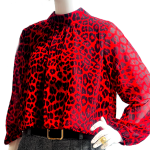 Striking crop blouse in a bold leopard red and black color
