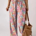 Floral Smocked Waist Loose Pants