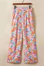 Floral Smocked Waist Loose Pants - Image 4