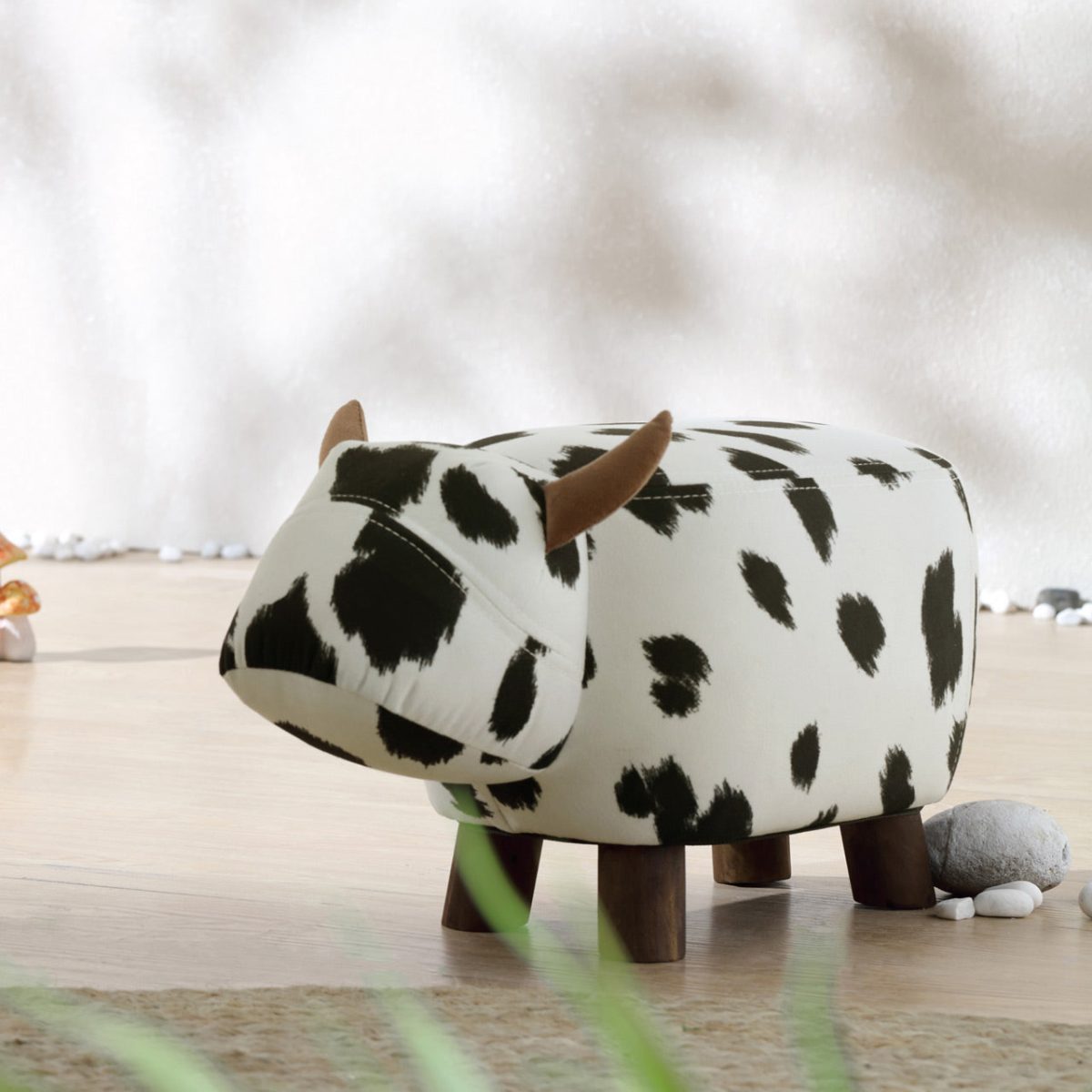 Friendly Cow Kids Black and White Stool - Image 1