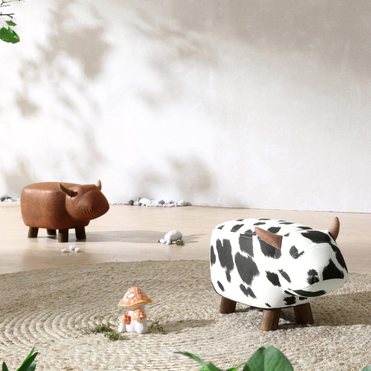 Friendly Cow Kids Black and White Stool - Image 4