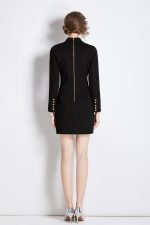 Gold Double Breasted Little Black Blazer Dress - Image 4