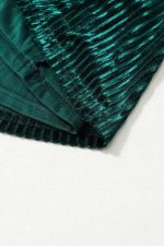 Green Tie Back Square Neck Velvet Babydoll Dress - Image 4