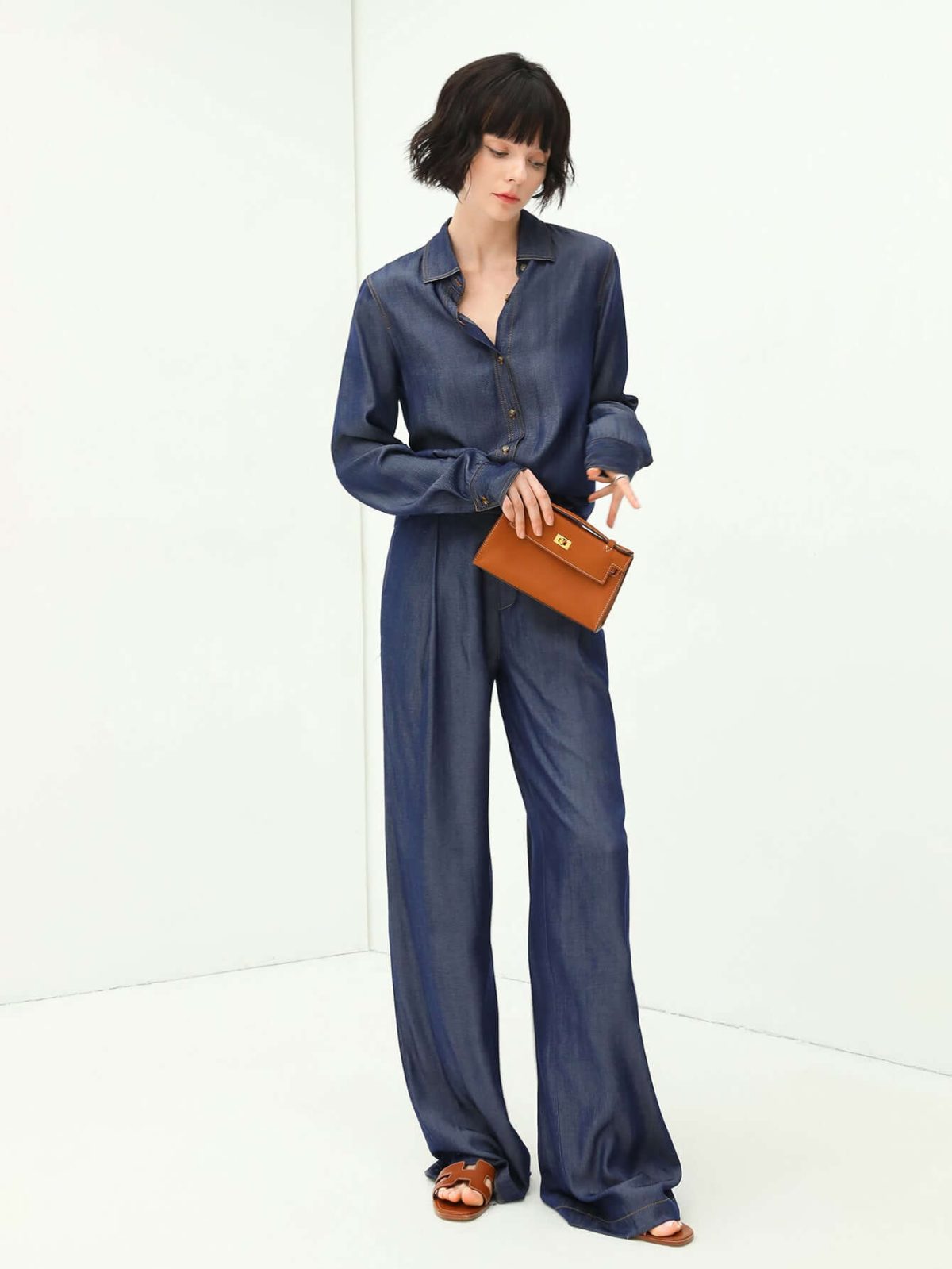 High Waisted Jeans in Navy - Image 1