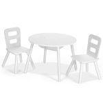 NNECW 3 Piece Kids Wooden Activity Table and Chair Set with Mesh Storage - Image 2