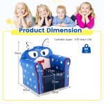NNECW Kids Upholstered Armchair with Cute Cartoon Pattern for 0-5 Years-Navy - Image 4