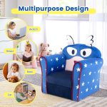 NNECW Kids Upholstered Armchair with Cute Cartoon Pattern for 0-5 Years-Navy - Image 5