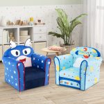 NNECW Kids Upholstered Armchair with Cute Cartoon Pattern for 0-5 Years-Navy